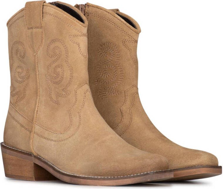 PS Poelman Sidonia suède cowboylaarzen beige