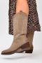 PS Poelman Bila High Dames Leren Suéde Cowboy Western Laarzen Bruin Beige Taupe - Thumbnail 3