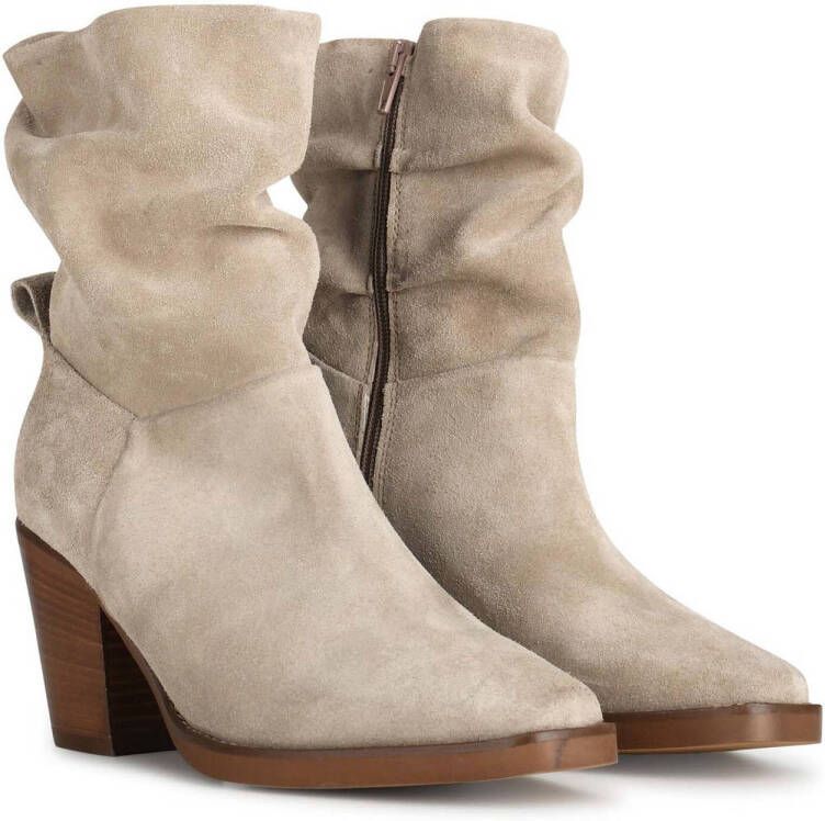 PS Poelman suede enkellaarzen beige