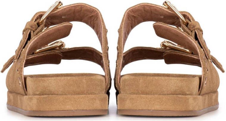 PS Poelman suède slippers camel