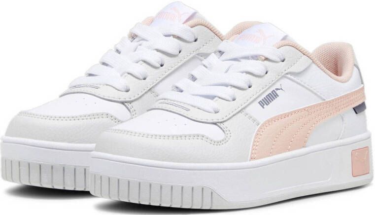 Puma Carina Street leren sneakers wit roze Meisjes Leer Meerkleurig 35