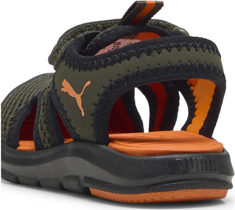 Puma Fun Racer Sandal Mesh V sandalen olijfgroen zwart oranje