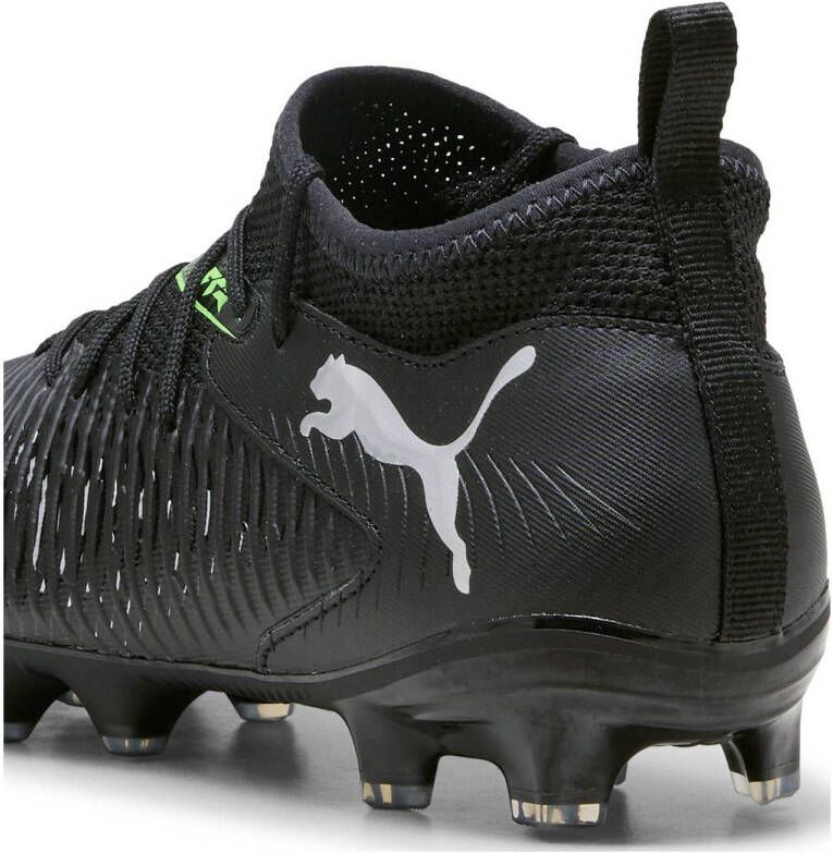 Puma Future 8 Match FG AG Junior voetbalschoenen zwart lichtgrijs groen