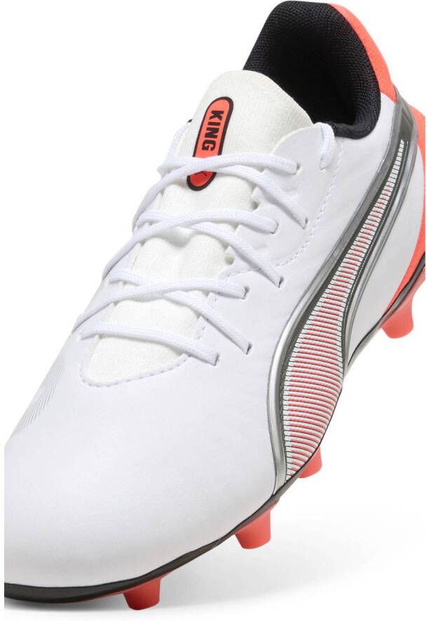 Puma KING Match junior voetbalschoenen wit rood zwart