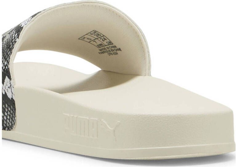 Puma Leadcat 2.0 Snake Chic badslippers slangenprint ecru zilver
