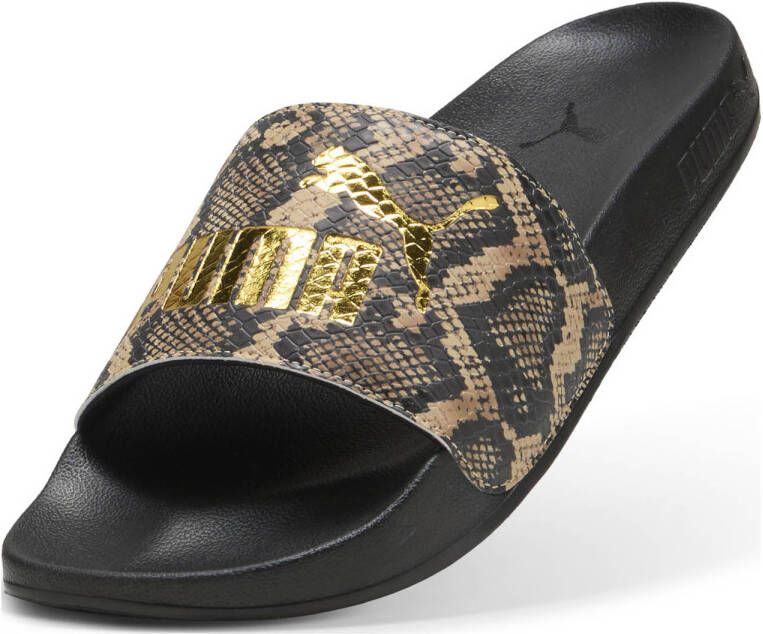 Puma Leadcat 2.0 Snake Chic badslippers slangenprint zwart goud