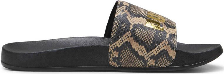 Puma Leadcat 2.0 Snake Chic badslippers slangenprint zwart goud