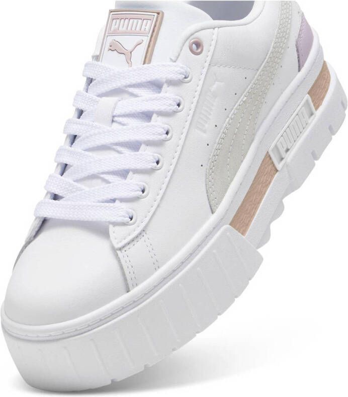 Puma Mayze leren sneakers wit lichtroze beige