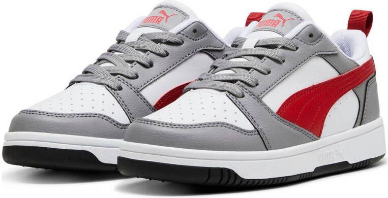 Puma Rebound V6 Lo sneakers grijs rood zwart