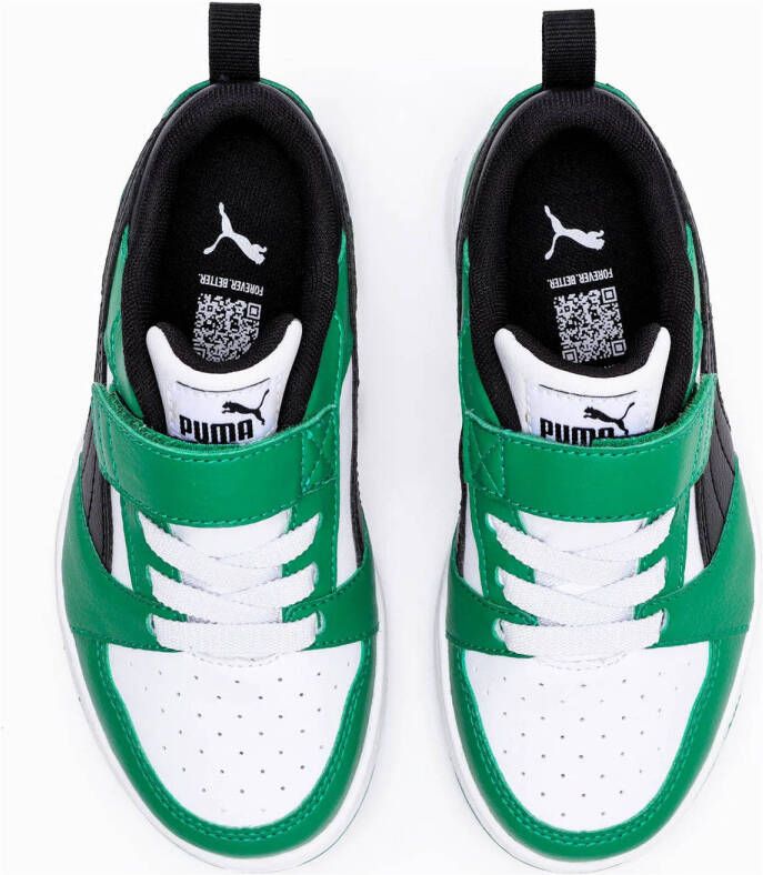Puma Rebound V6 Low sneakers wit zwart groen