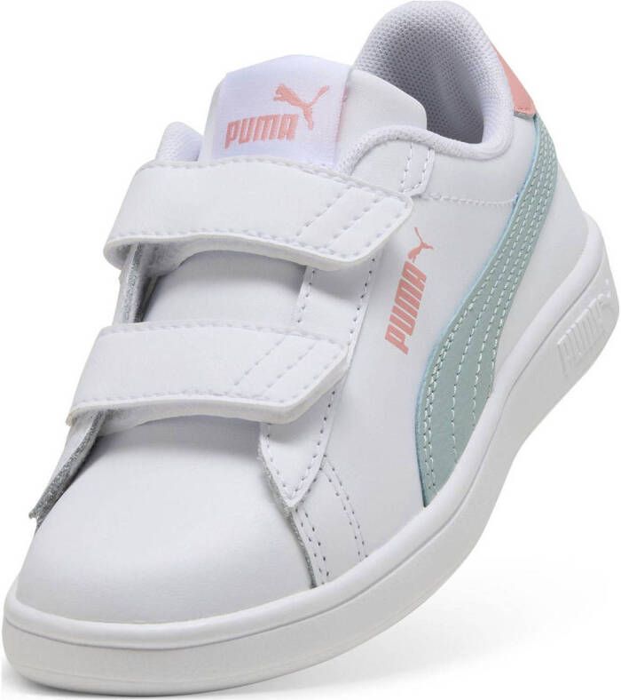 Puma Smash 3.0 L V sneakers wit mintgroen roze