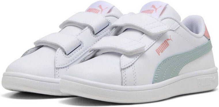 Puma Smash 3.0 L V sneakers wit mintgroen roze