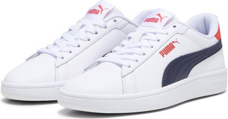 Puma Smash 3.0 sneakers wit donkerblauw rood