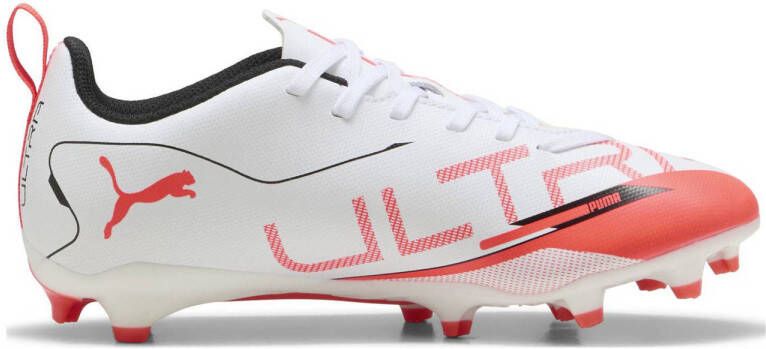 Puma Ultra 5 Play FG AG Junior voetbalschoenen wit zwart rood