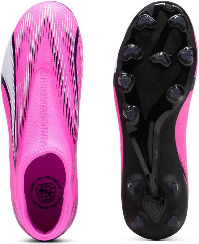 Puma Ultra Match FG AG Junior voetbalschoenen roze wit zwart