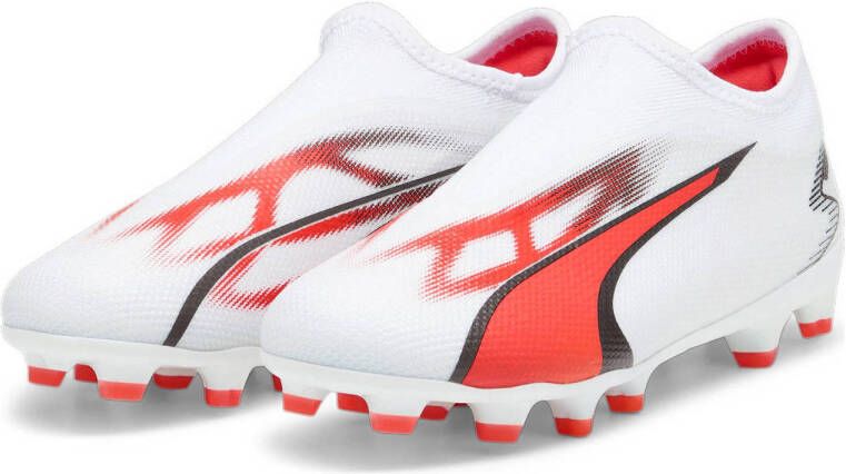 Puma Ultra Match FG AG Jr. voetbalschoenen wit rood zwart Imitatieleer 30