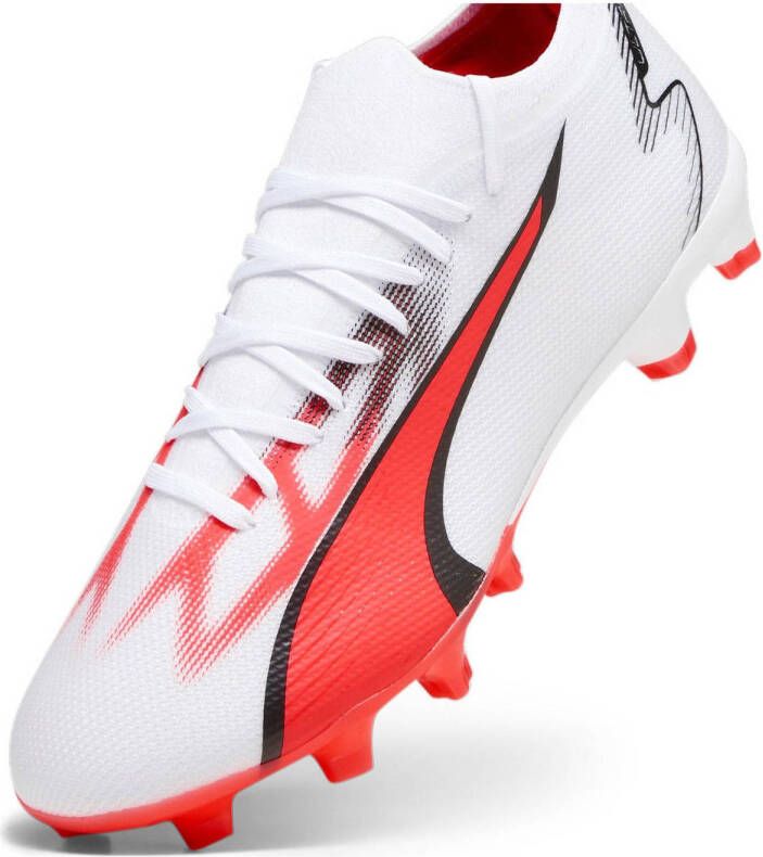 Puma Ultra Match FG AG Sr. voetbalschoenen wit rood zwart