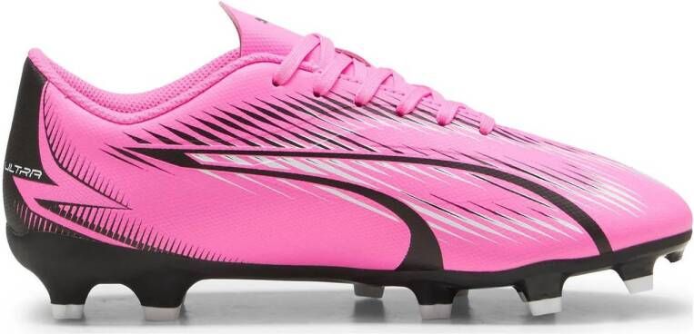 Puma Ultra Play FG AG Jr. voetbalschoenen roze wit zwart