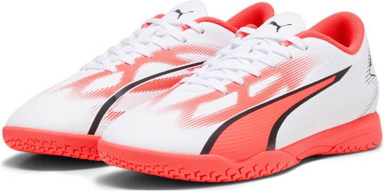 Puma Ultra Play IT Jr zaalvoetbalschoenen wit rood Imitatieleer 28