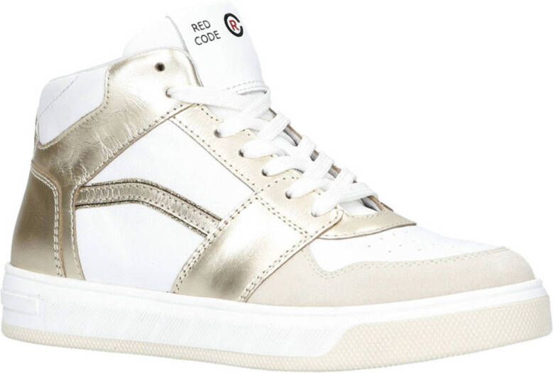 Red Code leren sneakers wit goud