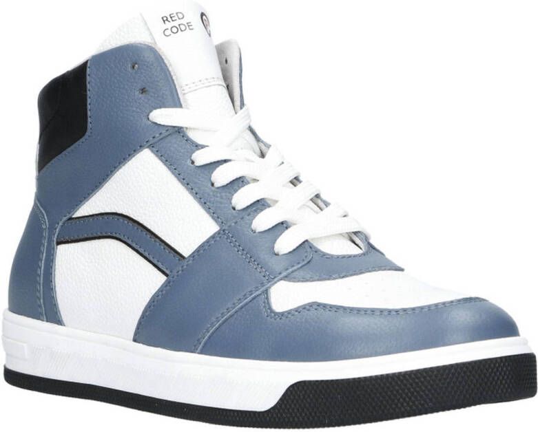 Red Code leren sneakers wit blauw