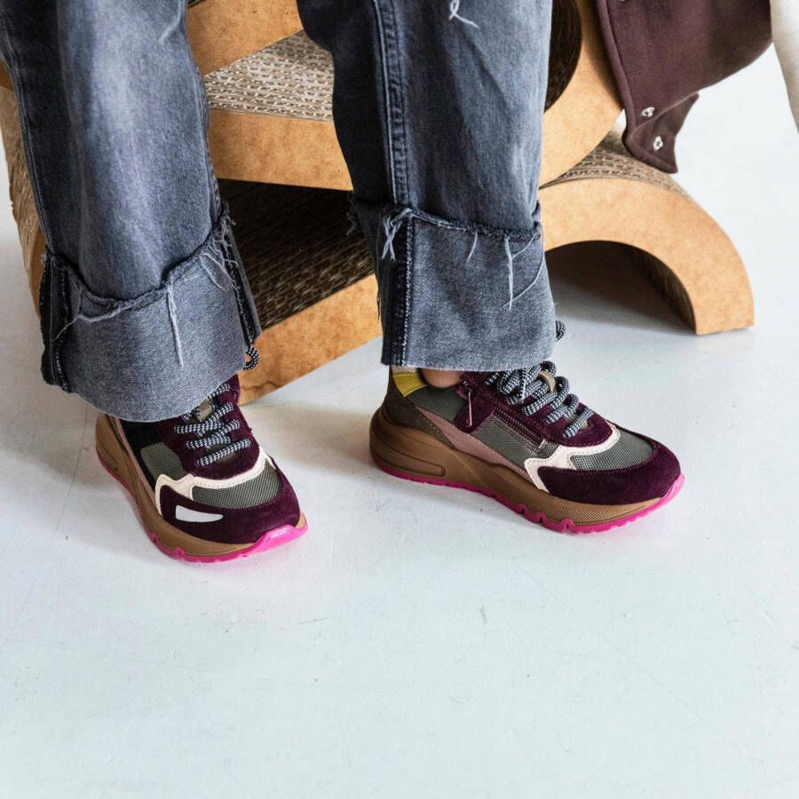 Red Rag 13220 chunky leren sneakers bordeaux multi