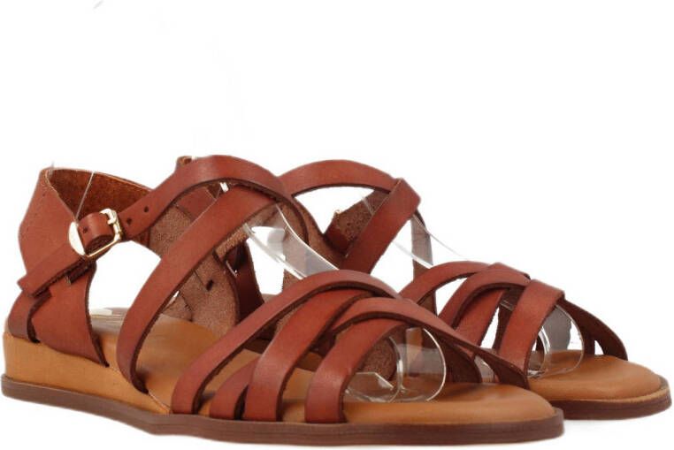 Red Rag leren sandalen cognac