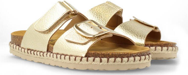 Red Rag leren slippers goud