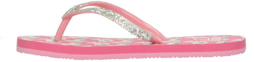 Reef Kids Stargazer Prints teenslippers met glitters zilver roze