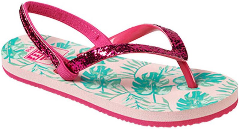 Reef teenslippers met hielbandje roze met glitters