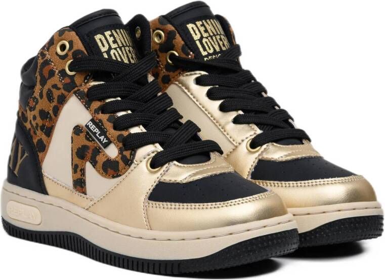 REPLAY Epic JR 20 sneakers zwart panter goud