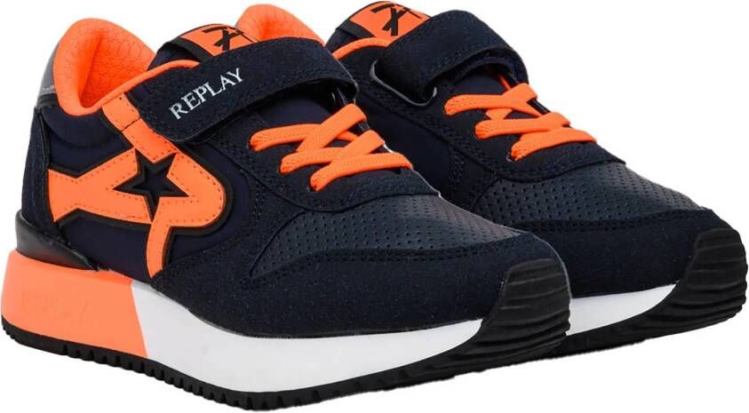 REPLAY Fiber JR boy 7 neakers donkerblauw oranje