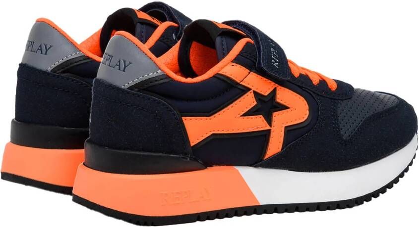 REPLAY Fiber JR boy 7 neakers donkerblauw oranje