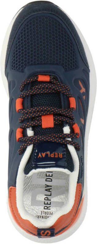 REPLAY Maze JR-1 sneakers donkerblauw oranje