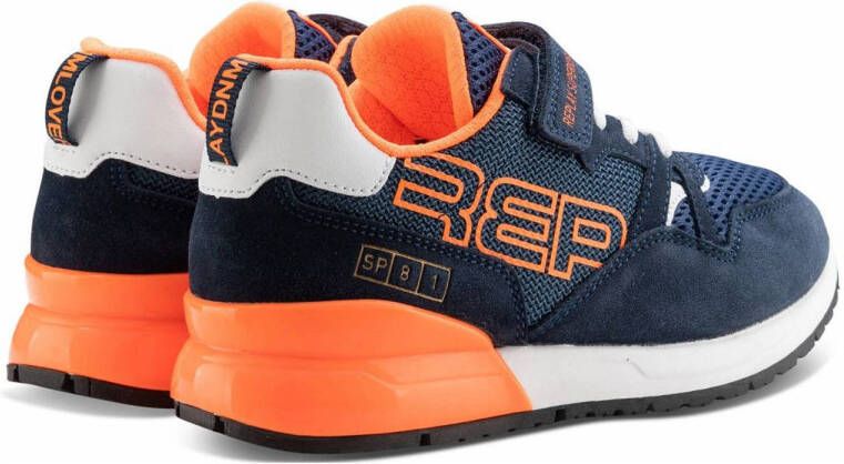 REPLAY SHOOT JR-1 suede sneakers donkerblauw oranje