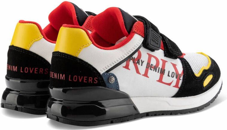 REPLAY SHOOT JR-2 suède sneakers wit rood zwart