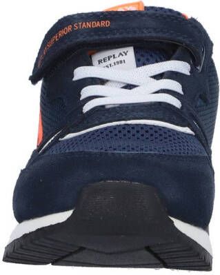 REPLAY Shoot Jr suède sneakers blauw oranje