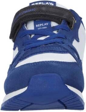 REPLAY Shoot Jr suède sneakers blauw wit