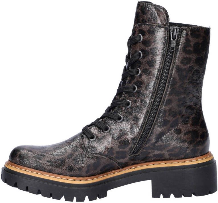 Rieker gevoerde veterboots met panterprint bruin