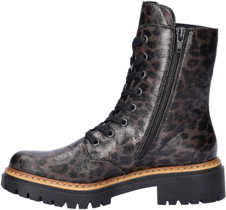 Rieker gevoerde veterboots met panterprint bruin