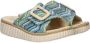 Rieker raffia slippers blauw - Thumbnail 3