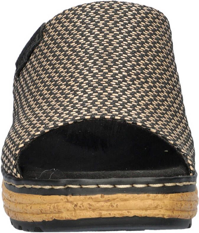 Rieker slippers zwart beige