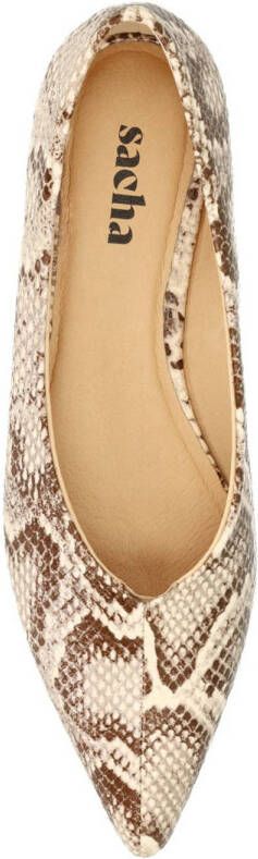 Sacha ballerina's met slangenprint beige bruin