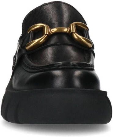 Sacha chunky leren loafers met gesp zwart