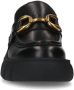Sacha Dames Zwarte leren chunky loafers met goudkleurige chain - Thumbnail 2