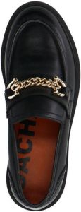 Sacha Dames Zwarte chunky loafers met goudkleurige chain