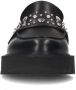 Sacha Dames Zwarte chunky loafers met zilverkleurige studs - Thumbnail 3