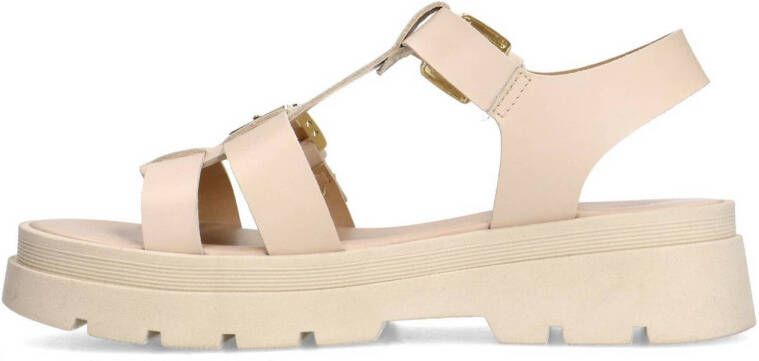 Sacha chunky leren sandalen beige