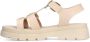 Sacha Dames Beige leren plateau sandalen met goudkleurige buckles - Thumbnail 3