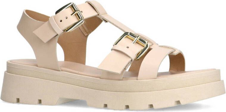 Sacha chunky leren sandalen beige